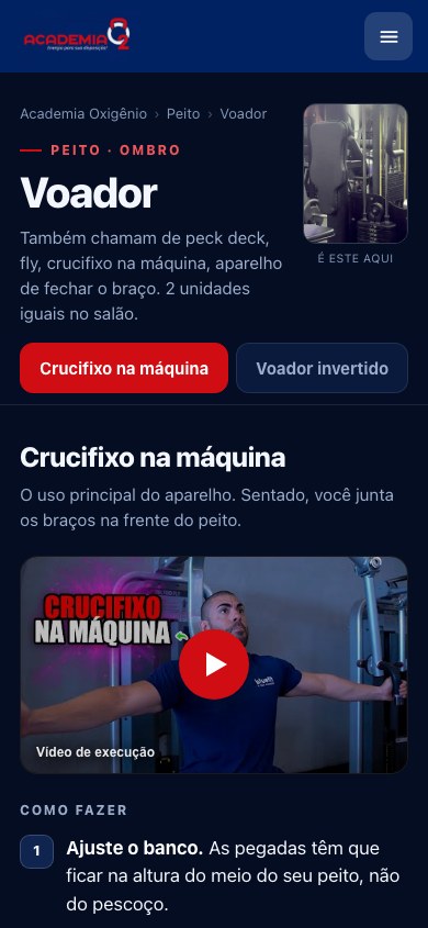 A página de um aparelho aberta no celular